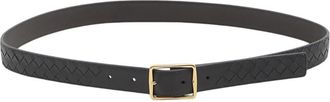 Bottega Veneta Black Intrecciato Buckle Belt