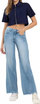 Flying Monkey Womens High Rise Wide Leg A Line Jean In Medium Denim