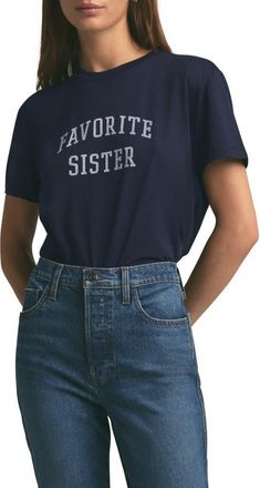 Favorite Daughter Favorite Sister Crop Graphic T-Shirt in Navy at Nordstrom, Size X-Small