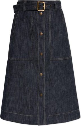 Moncler Denim Knie-Lengte Rok - Dames - Spijkerrokken - Blauw - 2XS - Denim - Rokken