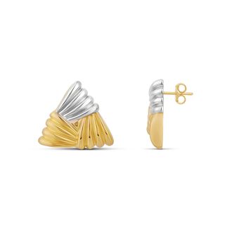SHYMI Textured Triangle Statement Earrings - 14K Gold Filled, Rhodium Plated, Lightweight, Day to Night