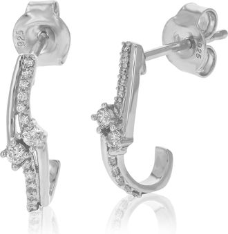 Vir Jewels 1/6 cttw Lab Grown Diamond Dangle Earrings Round Cut Prong Set On.925 Sterling Silver Size 1/2 Inch