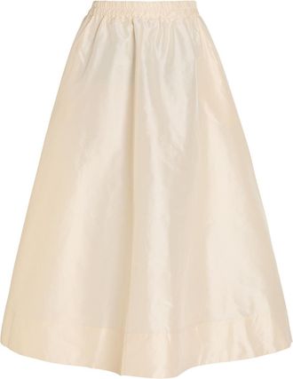 Suzie Kondi Koula Silk-taffeta Midi Skirt - Off White - S (UK8-10 / S)