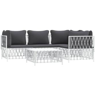 vidaXL Vidaxl - Juego De Muebles De Jard&iacute;n 5 Piezas Y Cojines Acero Blanco