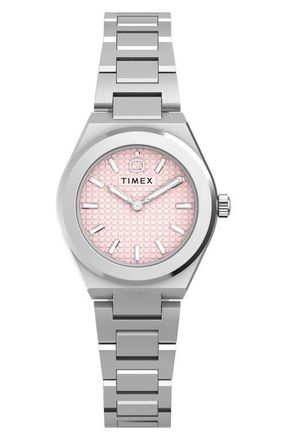 Timex Q Timex Continental Mini 24mm Stainless Steel Bracelet Watch in Silver-Tone/Pink at Nordstrom