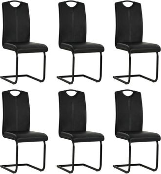 vidaXL Vidaxl - Sillas De Comedor Voladizas 6 Unidades Cuero Sint&eacute;tico Negro