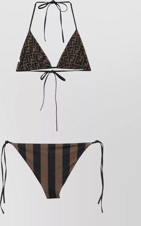 Fendi triangle bikini striped pattern beachwear set