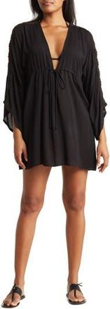 Boho Me Lace Trim Cover-Up Tunic Top in Black at Nordstrom Rack, Size X-Large