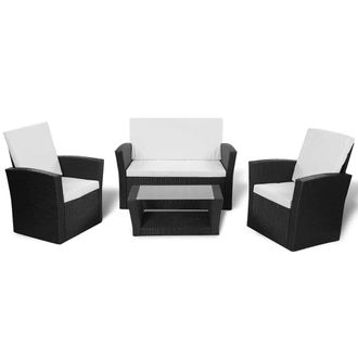 vidaXL Vidaxl - Set Divani Da Giardino 4 Pz Con Cuscini In Polyrattan Nero