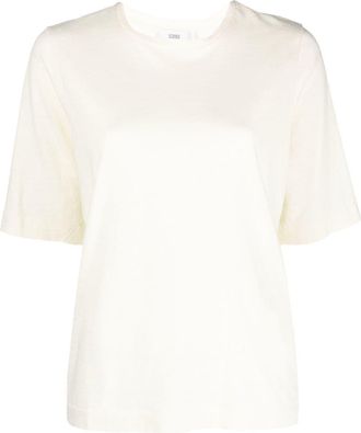 Closed short-sleeve cotton T-shirt - women - Cotton - M - Yellow