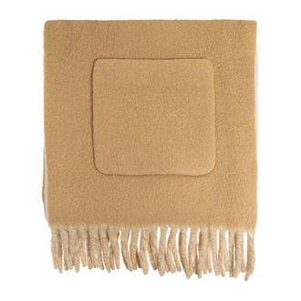 Burberry Winter Scarves, unisex, Beige, Size: ONE SIZE Logo Alpaca Wool Blend Hooded Scarf
