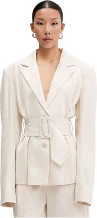 Rotate Linnen Blazer - Dames - Blazers - Beige - S - Linnen - Jassen