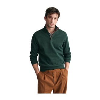 GANT Sweatshirts, male, Green, 4XL, Half-zip Sweatshirt Sacker Rib