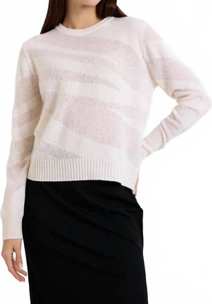 Brodie Mix Guage Zebra Crew Pullover In Organic White