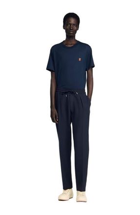 Sandro Elasticated straight-leg trousers in Navy Blue at Nordstrom, Size Xx-Large X 31