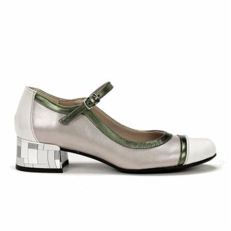 Fluchos Womens Frida Heeled Mary Jane Shoes In Lamin Argento
