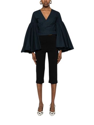 Jacquemus Blue Solid V Neck Top