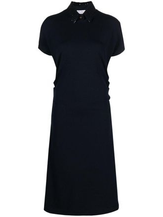 Brunello Cucinelli Midi-jurk verfraaid met pailletten - Blauw