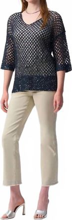 Joseph Ribkoff Open Stitch Sweater With Sequins In Midnight