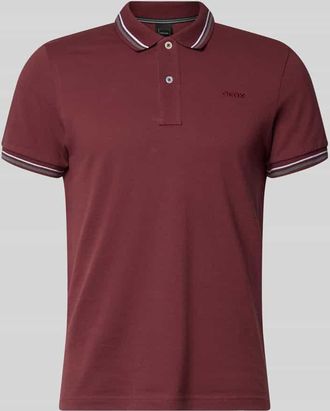 Geox Slim Fit Poloshirt mit Kontraststreifen in Bordeaux, Gr&ouml;&szlig;e XXXL