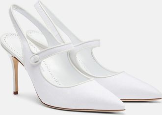 Manolo Blahnik Camparisli 90 raffia slingback pumps