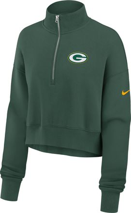 Nike Green Bay Packers Phoenix Nike Womens NFL Cropped 1/4-Zip Crew in Green | 01N93EE7T-LST
