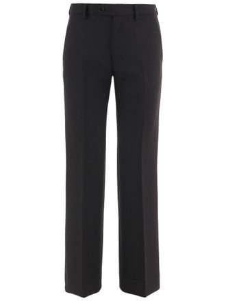 Darkpark Black Colin Tailored Pressed-Pleat Stretch-Wool Formal Pants