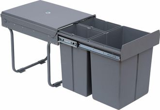 HOMCOM Homcom - Papelera De Cocina Cubo Basura Extraible Bajo Fregadero Con 3 Contenedores De Reciclaje Clasificaci&oacute;n De Residuos 48x34,2x41,8 Cm