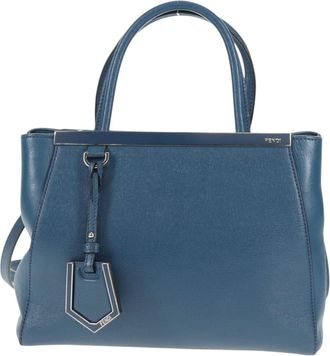 Fendi 2Jours Bag Leather Blue Leather Bag (Pre-Owned)