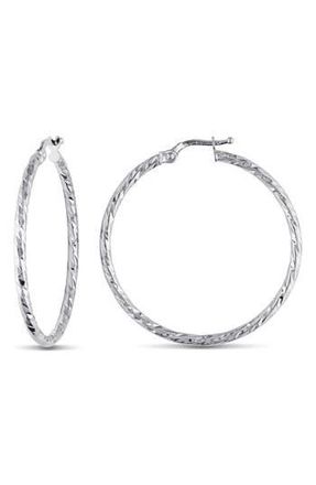 Delmar Diamond Edge Cut Hoop Earrings in White Gold at Nordstrom Rack