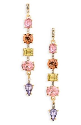 Cara Crystal Linear Drop Earrings in Pink/Multi at Nordstrom Rack