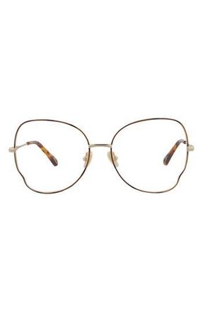 Chlo&eacute; Core 56mm Cat Eye Optical Glasses in Havana Gold Transparent at Nordstrom Rack