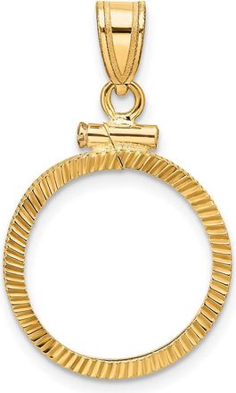 Diamond2Deal 14k Yellow Gold and Diamond-cut 16.5mm x 1.35mm Screw Top Coin Bezel Pendant