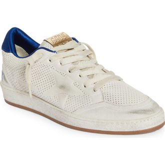 Golden Goose Ball Star Perforated Low Top Sneaker in White/bluette at Nordstrom, Size 41