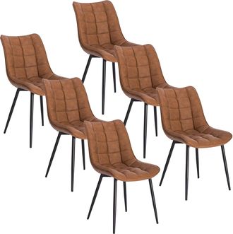 Woltu Woltu Pack De 6 Sillas De Comedor Asiento De Cuero Artificial Silla Dise&ntilde;o Silla Tapizada Estructura Met&aacute;lica Sill&oacute;n Con Respaldo Silla De Cocina Marr