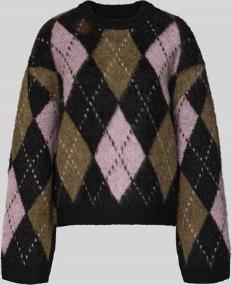 Gina Tricot Strickpullover mit Rundhalsausschnitt Modell Argyl in Sand, Größe M