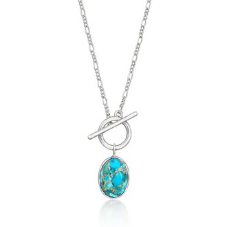 Ross-Simons Turquoise Toggle Necklace in Sterling Silver