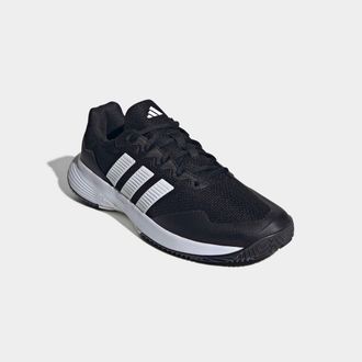adidas Tennisschuh ADIDAS PERFORMANCE GAMECOURT 2 TENNIS SHOES, Herren, Gr. 42,5, core schwarz, ftwr wei&szlig;, silber metallic, Synthetik, Textil, Schuhe Tenniss