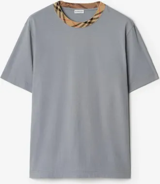 Burberry Check Trim Cotton T-shirt