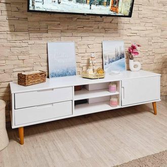 Berkfield Home TV Cabinet MOLDE White 158x40x49 cm Solid Wood Pine | Size: 158 x 40 x 49 cm