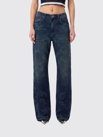 Philipp Plein Jeans a gamba larga in denim stampato