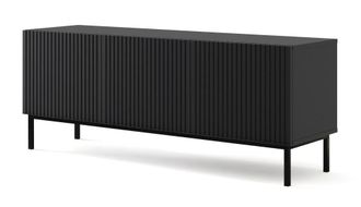 AKL FURNITURE Mueble para TV efecto madera Negro LED