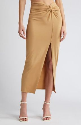Open Edit Twist Front Maxi Skirt in Tan Cartouche at Nordstrom, Size X-Small