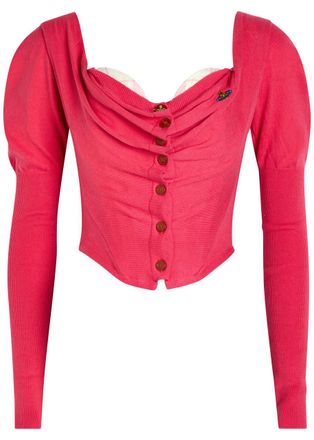 Vivienne Westwood Bea Draped Wool-blend Corset Cardigan - Red - 10 (UK10 / S)