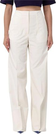 Msgm Msgm, Dames, Broeken, Beige, Maat: XS Leer