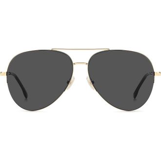 Victoria Beckham Pilot 62mm Aviator Sunglasses in Gold Black/Grey at Nordstrom
