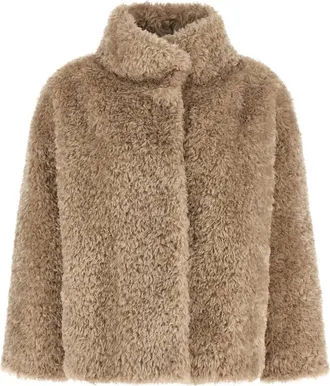 Herno Jassen, Dames, Beige, XL, Katoen, Jas in Zacht Imitatiebont
