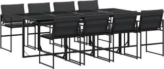 vidaXL Vidaxl - Juego De Comedor De Jard&iacute;n 9 Piezas Con Cojines Textileno Negro