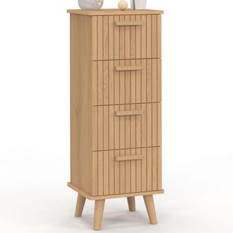 IDMarket Juliette mobile a 4 cassetti, 30 cm, armadio a doghe color rovere con doghe in legno