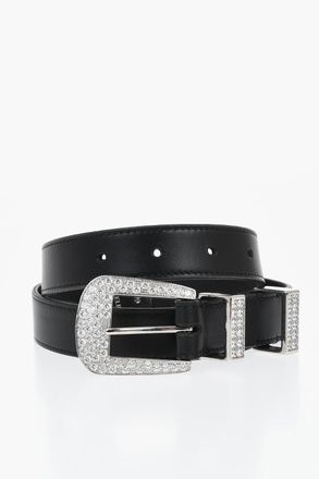 Celine Leather Belt With Rhinestone Buckle 25mm Celine